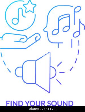 Find your sound blue gradient concept icon Stock Vector