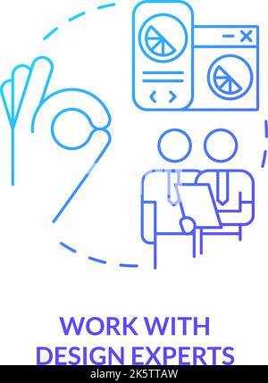 Work with design experts blue gradient concept icon Stock Vector