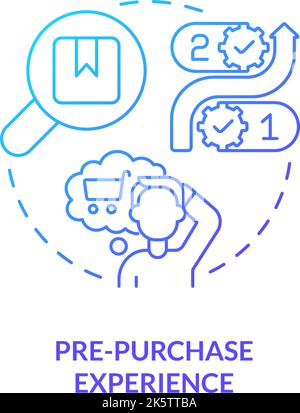 Pre-purchase experience blue gradient concept icon Stock Vector