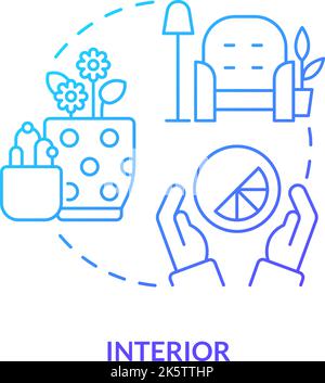 Interior blue gradient concept icon Stock Vector