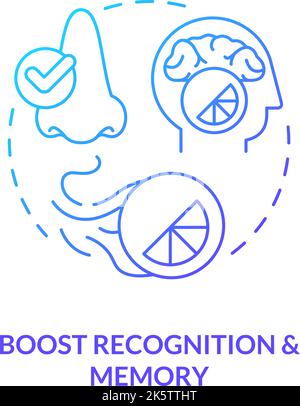 Boost recognition and memory blue gradient concept icon Stock Vector
