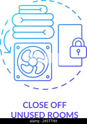Close off unused rooms blue gradient concept icon Stock Vector