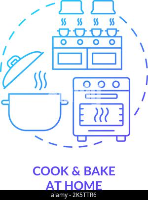 Warm up room with oven blue gradient concept icon Stock Vector