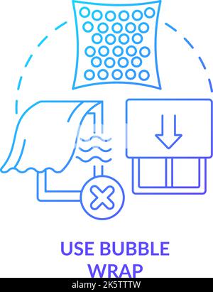 Use bubble wrap blue gradient concept icon Stock Vector