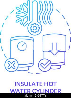 Insulate hot water tank blue gradient concept icon Stock Vector