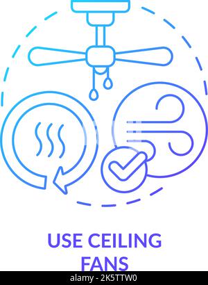 Using ceiling fans benefits blue gradient concept icon Stock Vector