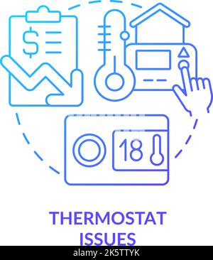 Thermostat issues blue gradient concept icon Stock Vector