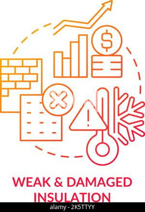 Weak and damaged insulation red gradient concept icon Stock Vector