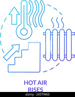 Hot air rises blue gradient concept icon Stock Vector