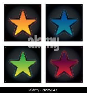 Four colored stars on a black background Stock Vector