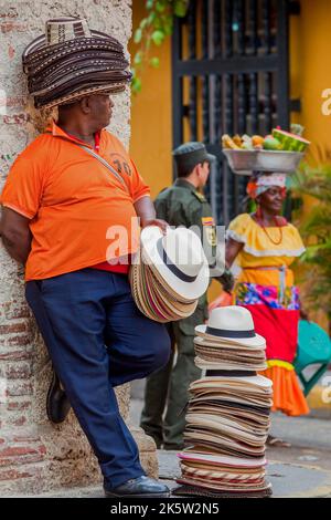 Colombian hat salesman Stock Photo - Alamy