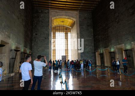 Turkish people visiting the mausoleum of Ataturk. Anitkabir and people. 10th november memorial day or 10 kasim background photo. Ankara Turkey - 5.16. Stock Photo