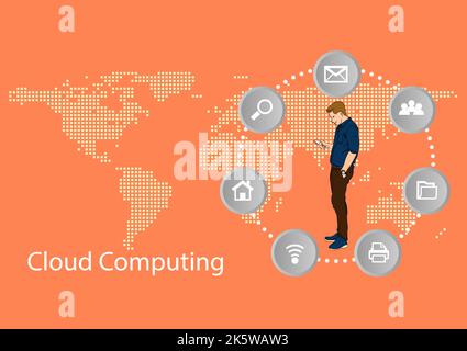 graphics diagram cloud computing concept infrastructure link access data management vector illustration Stock Vector