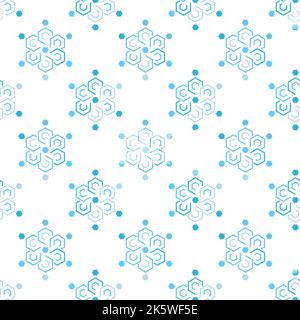 Blue abstract flowers from polygons and dots on a transparent background. Vector seamless pattern. For fabric, clothing, background, textile, wrapping Stock Vector