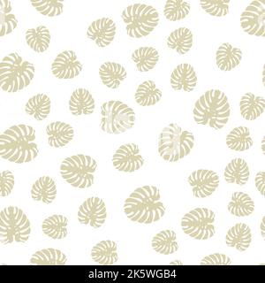 Light monstera leaves on a transparent background. Vector seamless pattern. For fabric, background, textile, wrapping paper and other decorations. Stock Vector