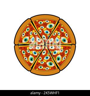 Pizza with eyes isolated. Vector illustration Stock Vector