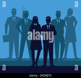 Vector illustration of a six businesswoman silhouettes Stock Vector ...