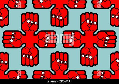 Fist Pattern seamless . Fists Background. Vector texture Stock Vector