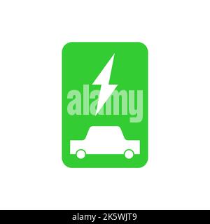 Charging for electric car sign. Green eco energy symbol. Stock Vector