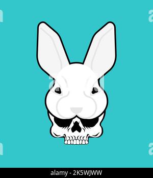 Skull Easter bunny. Skull in  hare mask. Vector illustration Stock Vector