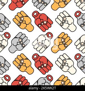 Fist Pattern seamless . Fists Background. Vector texture Stock Vector