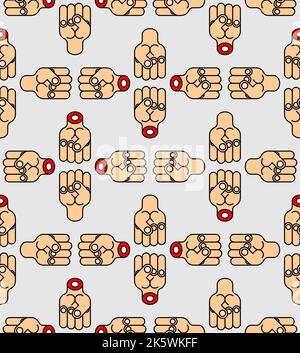 Fist Pattern seamless . Fists Background. Vector texture Stock Vector
