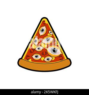 Pizza with eyes slice isolated. Vector illustration Stock Vector