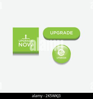 Upgrade now button vector. Upgrade now button or label on white background Stock Vector