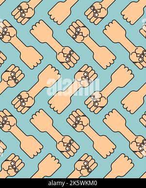 Fist Pattern seamless . Fists Background. Vector texture Stock Vector