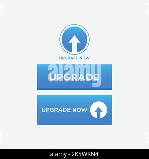 Upgrade now button vector. Upgrade now button or label on white background Stock Vector