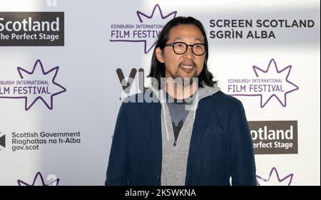 Director Kogonada at European premiere of After Yang, Edinburgh International Film Festival 2022 red carpet event Stock Photo