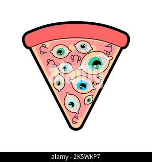 Pizza with eyes slice isolated. Vector illustration Stock Vector