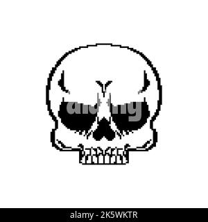 8bit head  Pixel Art 8bit Glitch Skull With Crossbones Isolated Vector