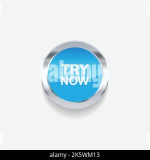 Try now web design button vector. Try now web button icon on white background Stock Vector