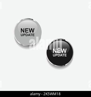 New update button vector. hand push the button new update. new update button icon set. for website Stock Vector