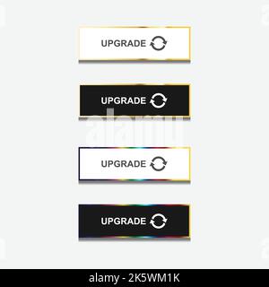 Upgrade now Button with long shadow. Upgrade. Spectrum gradient. Vector illustration. Stock Vector