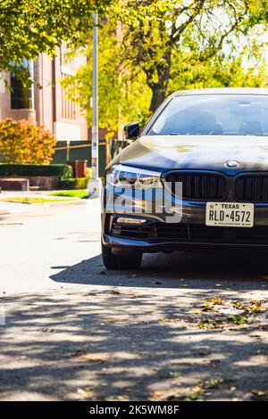 A vertical of a BMW 5 Series (G30) parking in Brooklyn, USA Stock Photo