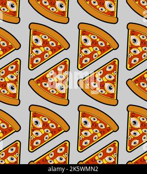 Pizza with eyes Pattern seamless. Vector Background Stock Vector