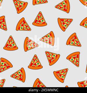 Pizza with eyes Pattern seamless. Vector Background Stock Vector