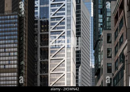Architectural exterior detail of collection of modern architeture office building facades in the City of London in United Kingdom Stock Photo