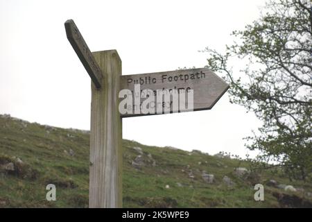 Wooden Signpost for Hubberholme and Cray near Yockenthwaite in Langstrothdale, Yorkshire Dales National Park, Yorkshire, England, UK. Stock Photo