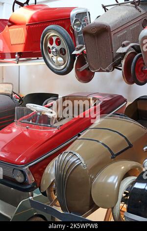 Collection of old pedal cars at Lakeland Motor Museum Stock Photo