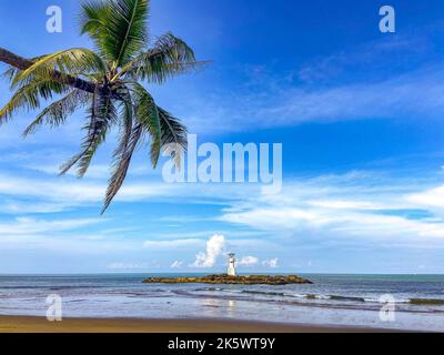Lighthouse island on Khao Lak beach in Phang Nga province, Thailand Stock Photo