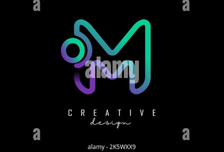 Outline letter M logo with a minimalist and gradient design. Vector Illustration with geometric design. Creative icon with letter. Stock Vector