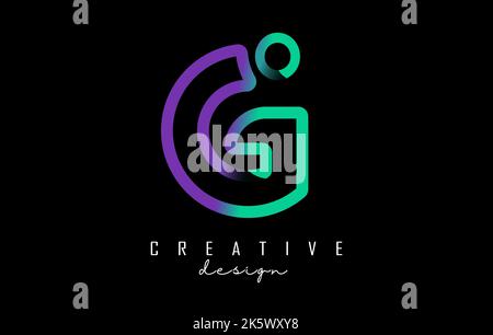 Outline letter G logo with a minimalist and gradient design. Vector Illustration with geometric design. Creative icon with letter. Stock Vector