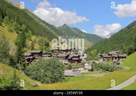 Binn a small town in the district of Goms in the canton of Valais, Switzerland Stock Photo