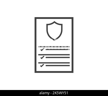 Insurance policy, document, business concept, data secure logo design. Examining insurance policy, vector design and illustration. Stock Vector