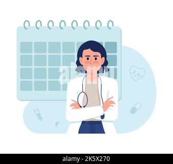 Schedule doctor appointment 2D vector isolated illustration Stock Vector