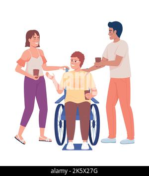 Friendly interaction semi flat color vector characters Stock Vector