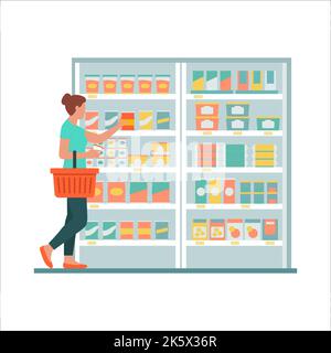 Supermarket background. Grocery store products gastronomy food retail  refrigerators inside mall rooms vector cartoon Stock Vector Image & Art -  Alamy